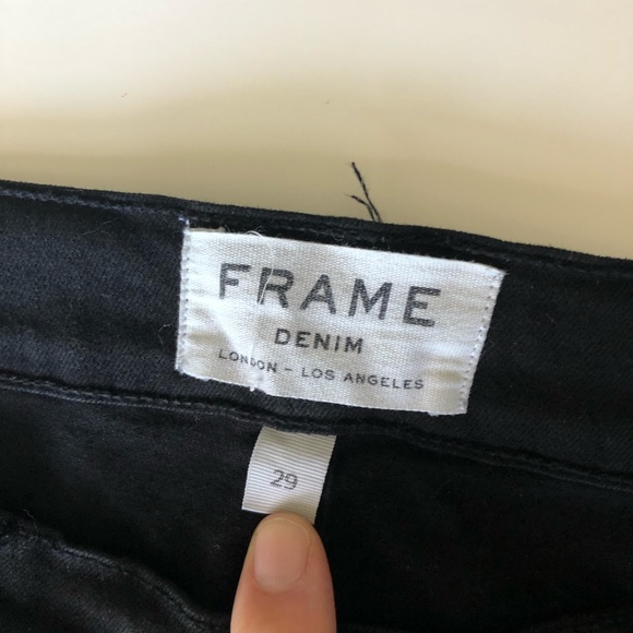 REVOLVE FRAME Black Skinny Jeanne Crop Distressed - Picture 3 of 8